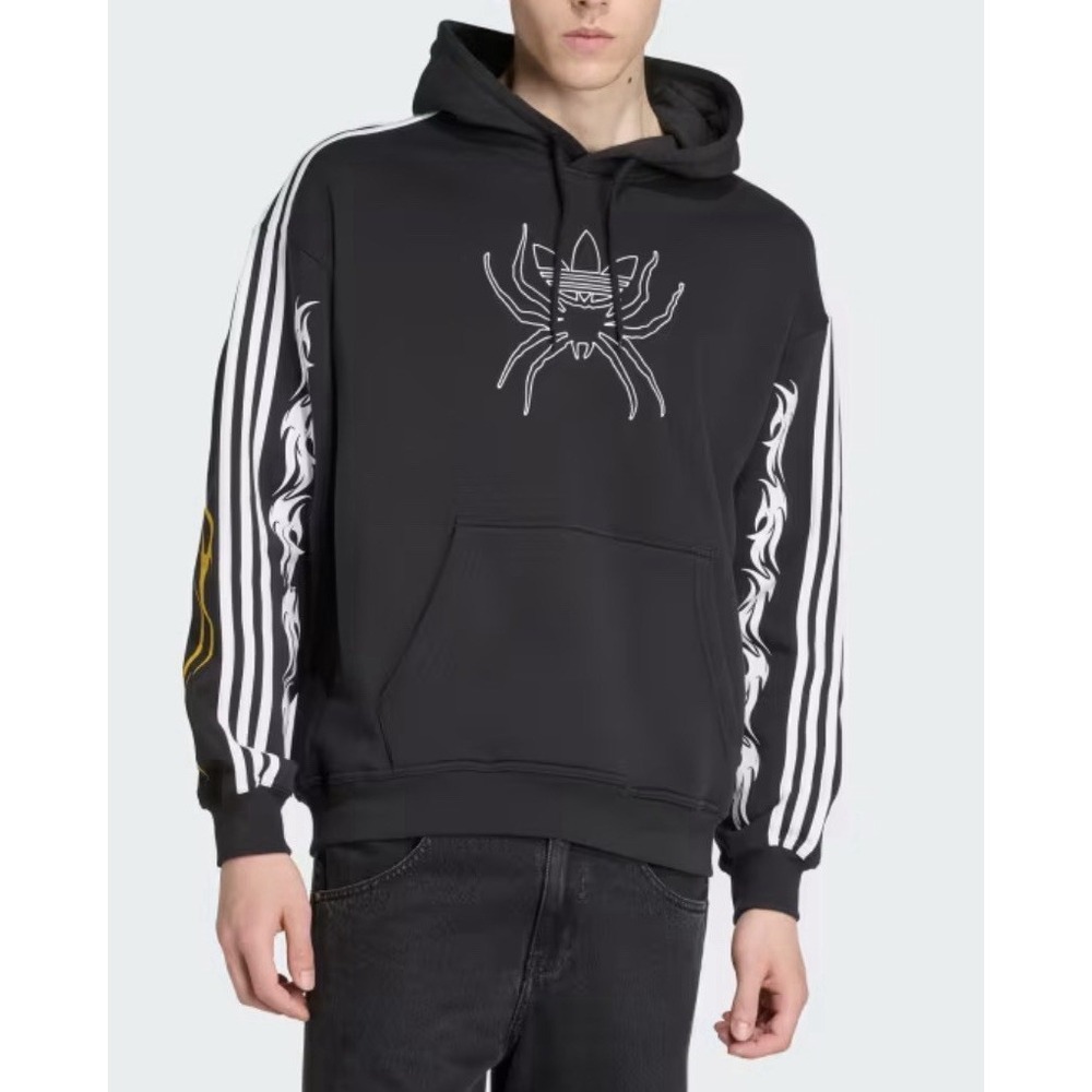 Adidas Originals Men's Black Spider Flame Hoodie Sweatshirt Size S Black NWT